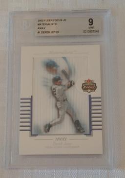 2002 Fleer Focus Jersey Materialistic Derek Jeter Insert Yankees HOF BGS GRADED 9 MINT