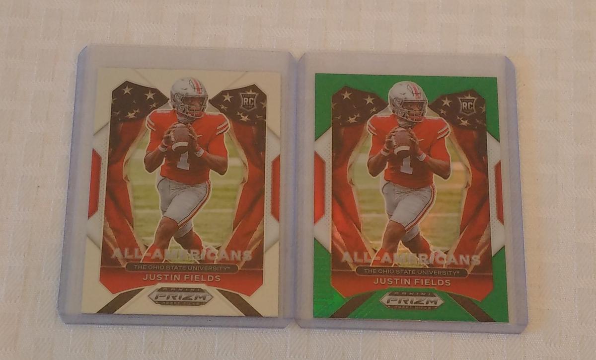 2021 Panini Draft Picks Green Chrome Insert Rookie RC Lot Justin Fields Bears Ohio State