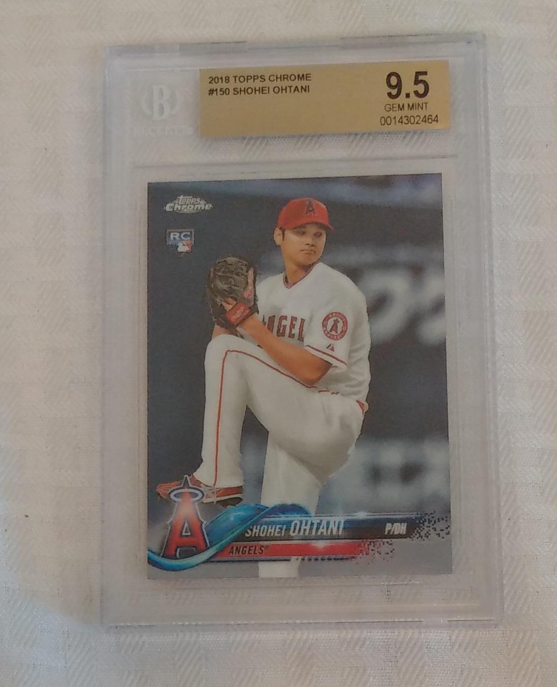 2018 Topps Chrome #150 Baseball Rookie Card RC Angels Shohei Ohtani BGS GRADED 9.5 GEM Slabbed