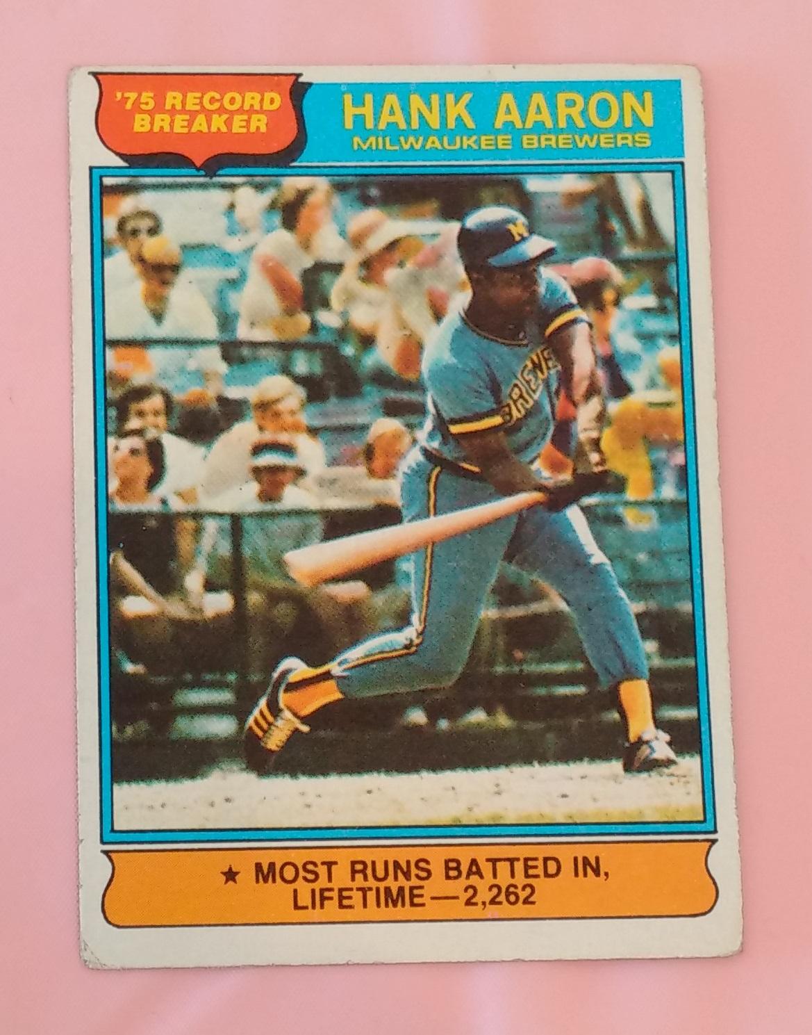 Vintage 1976 Topps MLB Baseball Record Breaker Card #1 Hank Aaron Braves HOF