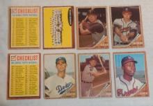 6 Vintage 1962 Topps MLB Baseball Card Lot Koufax Aaron Mathews Fox Hoak Team Checklist Hank Recolor