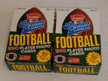 2 Fleer 1990 NFL Football Wax Box Lot 72 Unopened Packs Stars Rookies HOFers