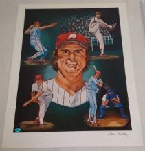1984 Steve Carlton Autographed Signed Poster MLB Baseball Phillies COA Sticker 18x24 HOF