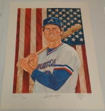 Dale Murphy Baseball Braves Lithograph Poster 19x26 Litho Dick Perez Artist 15/20 Dual Auto Sign-ed