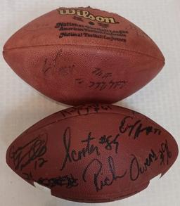 7 NFL Football Lot Theismann Patriots Giants Super Bowl Logo Team Multi Sign-ed Auto Full Med Sizes