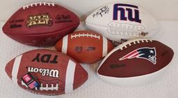 7 NFL Football Lot Theismann Patriots Giants Super Bowl Logo Team Multi Sign-ed Auto Full Med Sizes