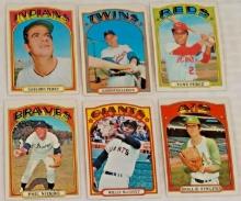 6 Vintage 1972 Topps Baseball Card Lot All HOFers Fingers McCovey Niekro Perez Killebrew Perry