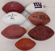 7 NFL Football Lot Theismann Patriots Giants Super Bowl Logo Team Multi Sign-ed Auto Full Med Sizes