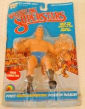 Vintage WWF LJN Wrestling Figure MOC Poster Bio Bruno Sammartino WWE MSG 1980s Rubber Toy