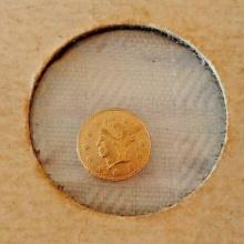 Antique Gold Coin 1/4 California Token Calif 1857 Small Round Fractional Liberty CA California