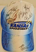 Rare 2000s Kansas NASCAR Race Multi Sign-ed 27x Auto 1/1 Hat Pit Cap Pin Petty