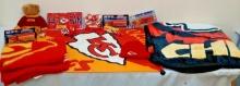 Vintage 1990s Kansas City Chiefs Fan Lot Fleece Throw Matchbox Helmet Clock NFL Plate Collectibles