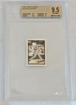 1991 Topps Micro Baseball Card #150 Cal Ripken Jr Orioles BGS GRADED 9.5 GEM MINT Slabbed Low Pop