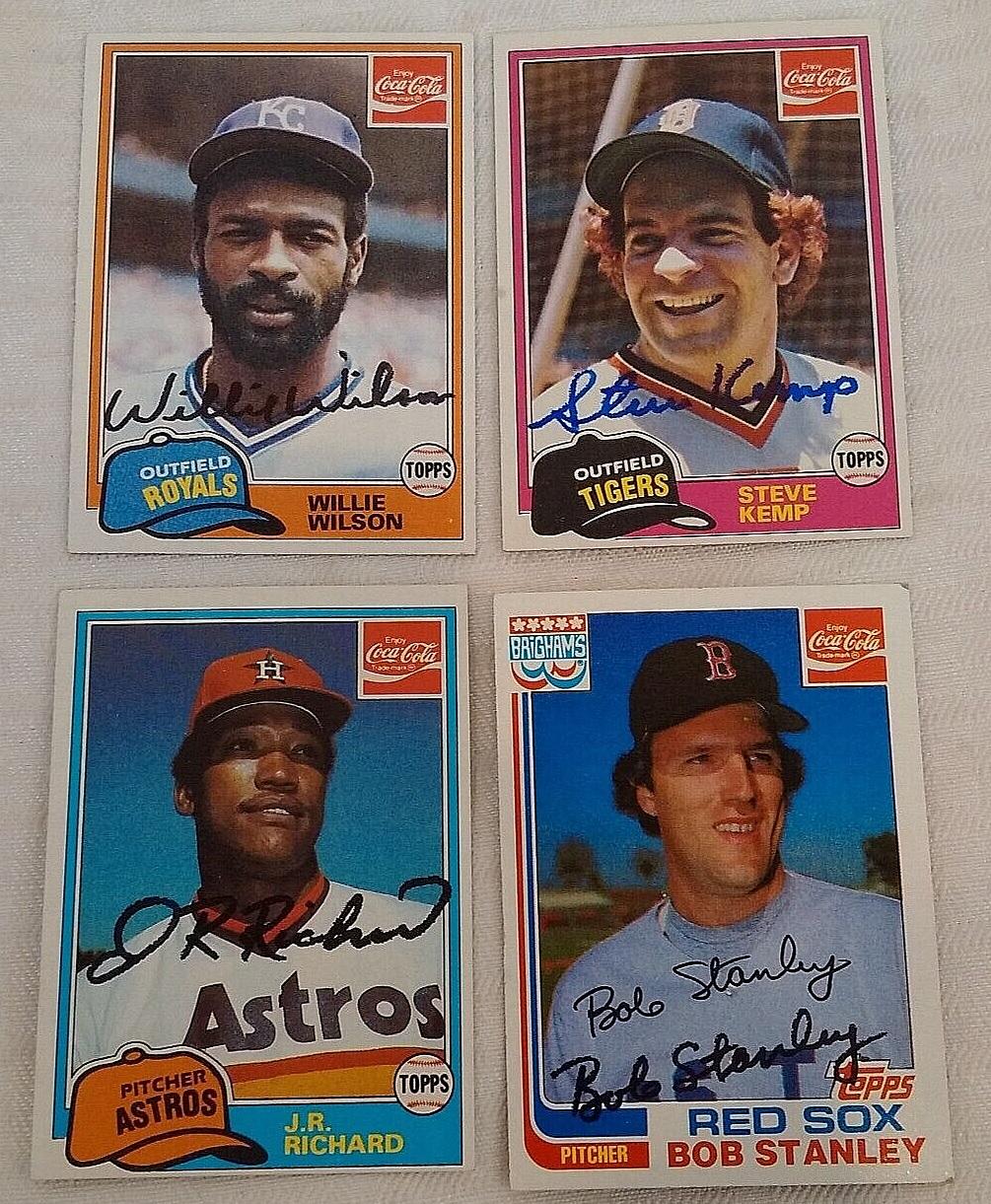 4 Vintage Topps Coke MLB Baseball Card Lot 1981 1982 Prototype Test Stamped Brighams Promo Coca-Cola