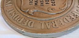 Real Federal Deposit Insurance Corporation Wall Sign Round Bank Plaque Antique FDIC Advertising Huge