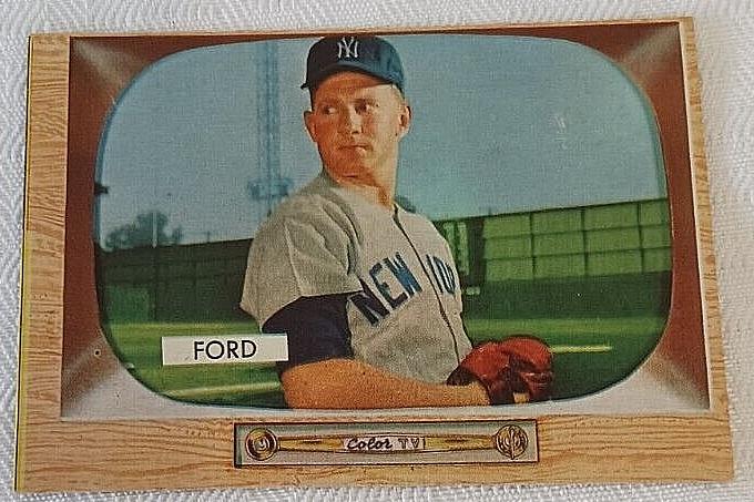 Vintage 1955 Bowman MLB Baseball Card #59 Whitey Ford Yankees HOF Nice Pack Fresh