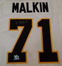 Autographed Signed White Pittsburgh Penguins NHL Hockey Jersey Evgeni Malkin Custom XL Holo COA