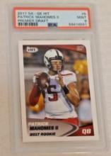 2017 Sage Hit NFL Football RC Rookie Card #5 Patrick Mahomes Chiefs PSA 9 MINT Slabbed