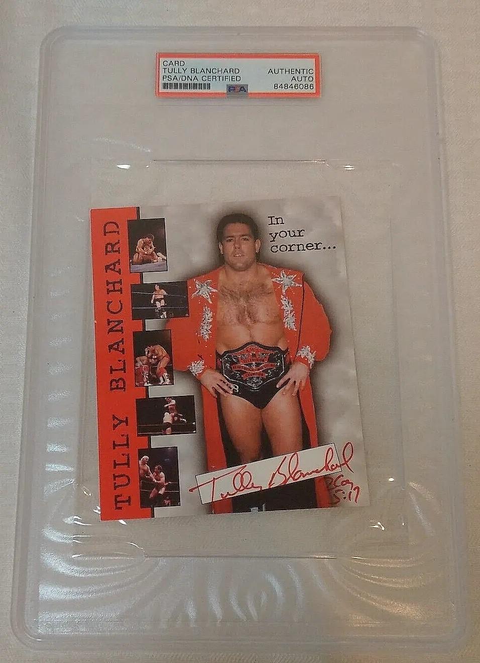 PSA Slabbed Autographed Signed Tully Blanchard Ministries Postcard WCW NWA WWF Wrestling WWE