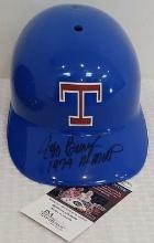 Jeff Burroughs Autographed Signed Full Size MLB Baseball Plastic Rangers Helmet JSA Inscription