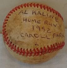 1/1 Rare Al Kaline 1952 Game Used? High School Home Run Hit Baseball Carroll Park Baltimore MD HOF