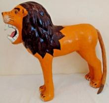 Antique Vintage Old Paper Mache Large Lion Animal Statue Cloth Tail Art Jungle Zoo 31'' Circus Store