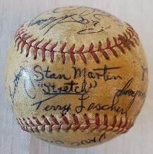 Vintage 1956 St Petersburg Saints Team FSL Baseball 16 Signatures Yankees Silvestri Sign-ed Auto