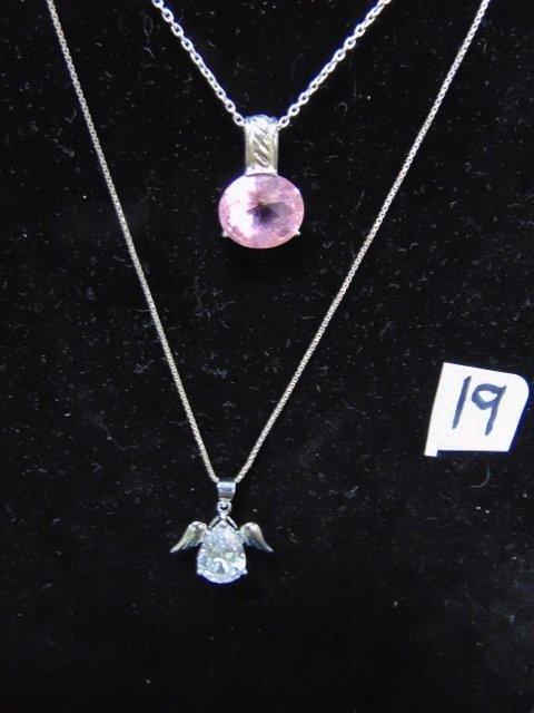2 Sterling Silver Necklaces W/ Pendants