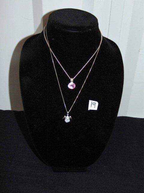 2 Sterling Silver Necklaces W/ Pendants