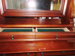 Vtg Large Dresser W/ Beveled Glass Swivel Mirror