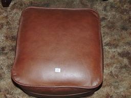 Vtg Leather Covered Ottoman