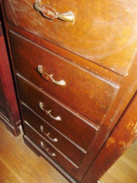 Antique Dark Wood Wardrobe W/ Skeleton Key