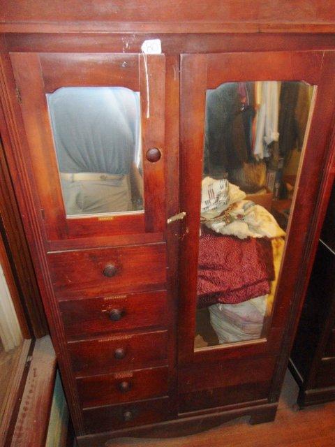 Antique Red Wood Wardrobe