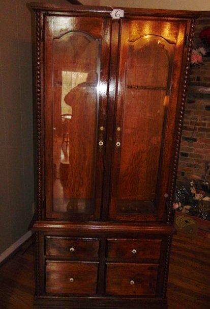 Vtg Solid Wood Gun Cabinet