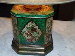 Vtg Wildwood, Frederick Cooper Style Chinoiserie Tin Tea Canister Table Lamp