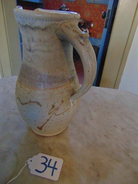 Vtg & Beautifully Hand Spun Pottery Pitcher