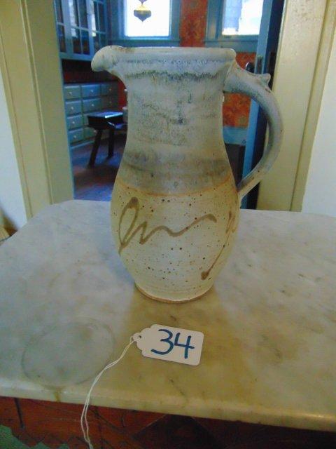 Vtg & Beautifully Hand Spun Pottery Pitcher