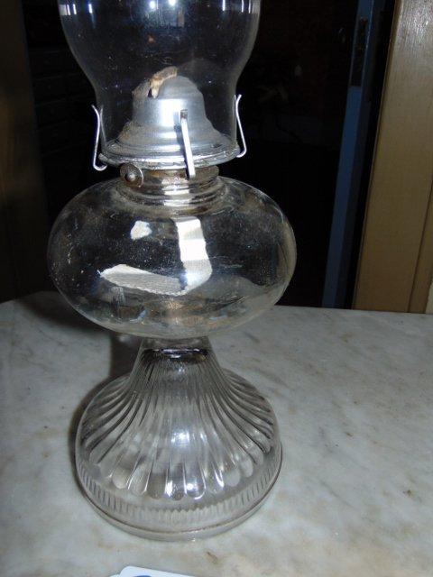 Vtg Pressed Glass Oil Lamp