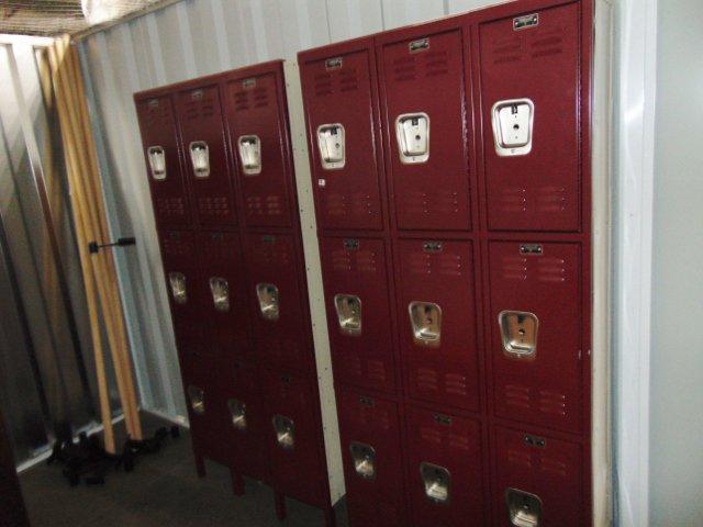 2 Hallowell Steel Premium Wardrobe Lockers In Triple Tier 3 Wide Sections LOCAL PICK UP ONLY