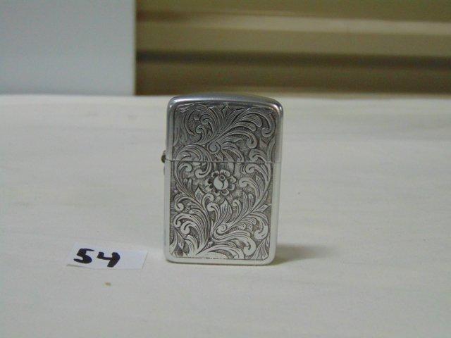 Vtg 1950s-60s Metal Park Lighter W/ Art Nouveaux Engravings