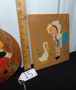 2 Hand Made Wooden Pictures For Kid's Room