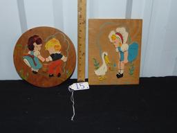 2 Hand Made Wooden Pictures For Kid's Room