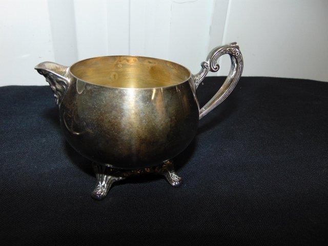 Vtg Silver Plated Creamer & Sugar Bowl & Mug Rack W/ Mugs