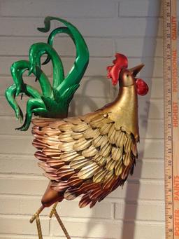 Modern Sculpted Metal Art Rooster