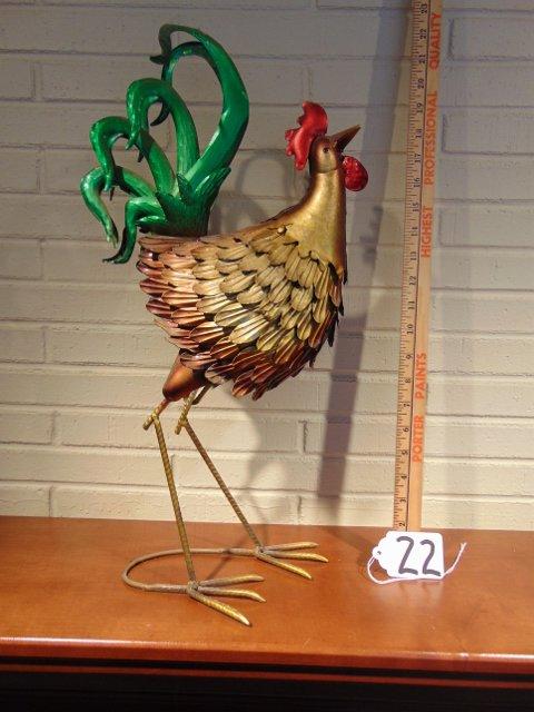 Modern Sculpted Metal Art Rooster