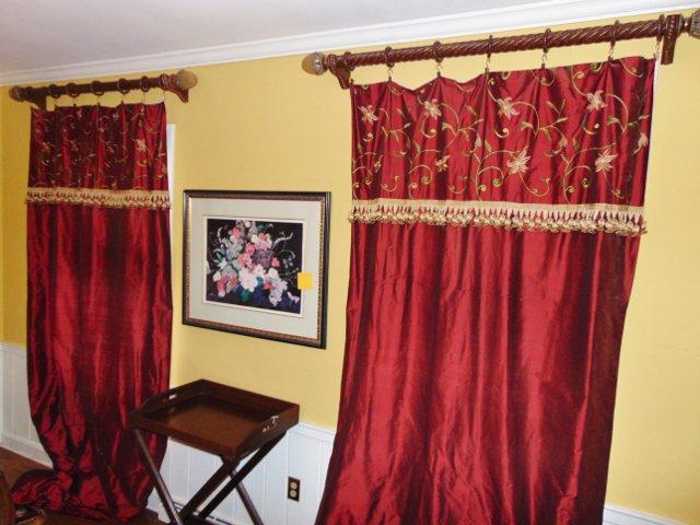 Beautiful Window Curtains W/ Decorative Rods & Hardware - Local Pick Up Only