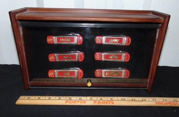 6 New Fire Engine Themed Pocket Knives In A Display Box