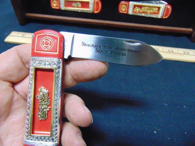 6 New Fire Engine Themed Pocket Knives In A Display Box