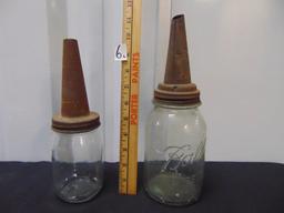 2 Vtg Oil Spouts On Replacement Bottles