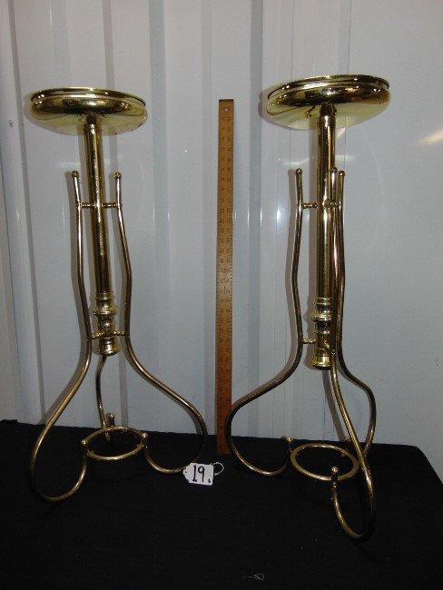 Pair Of Gold Tone Metal Free Standing Plant Stands